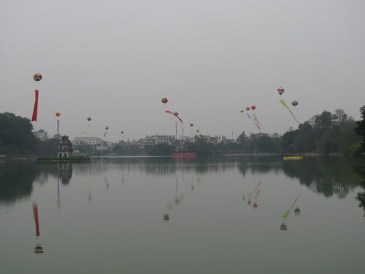 Hoan Kiem Lake and Ngoc Son Temple at sunrise in central Hanoi