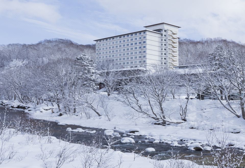 Midorinokaze Resort Kitayuzawa open-air bath in Hokkaido forest