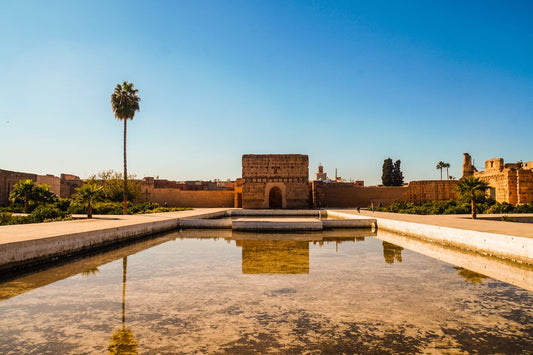 Koutoubia Mosque and palm trees in central Marrakech, Morocco